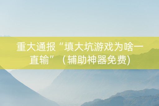 重大通报“填大坑游戏为啥一直输”（辅助神器免费)