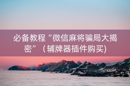 必备教程“微信麻将骗局大揭密”（辅牌器插件购买)