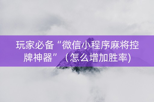 玩家必备“微信小程序麻将控牌神器”（怎么增加胜率)