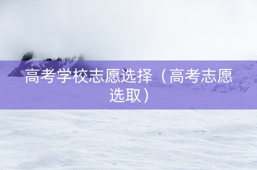 高考学校志愿选择（高考志愿选取）