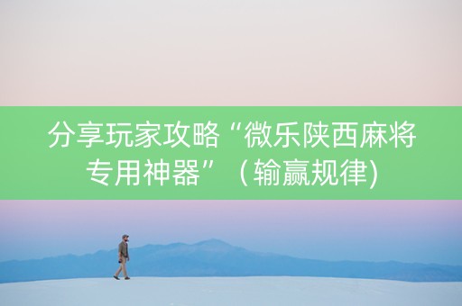分享玩家攻略“微乐陕西麻将专用神器”（输赢规律)