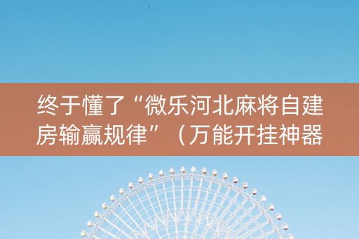 终于懂了“微乐河北麻将自建房输赢规律”（万能开挂神器)