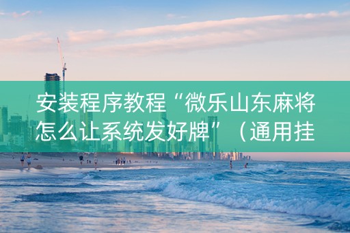 安装程序教程“微乐山东麻将怎么让系统发好牌”（通用挂软件多少钱)