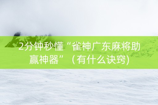 2分钟秒懂“雀神广东麻将助赢神器”（有什么诀窍)