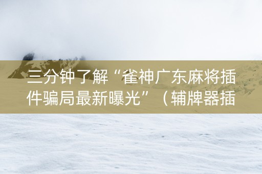三分钟了解“雀神广东麻将插件骗局最新曝光”（辅牌器插件购买)