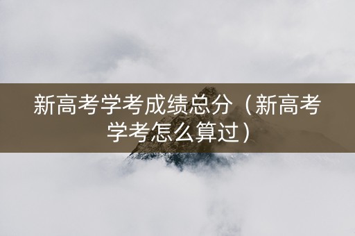 新高考学考成绩总分（新高考学考怎么算过）