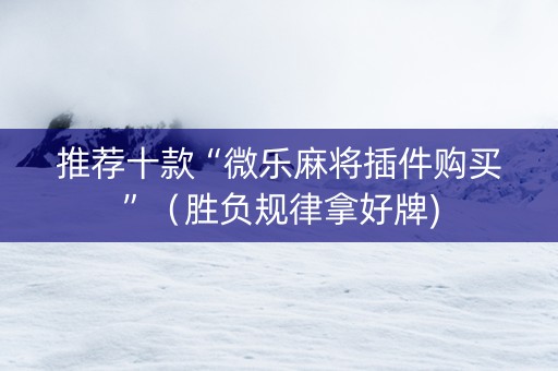 推荐十款“微乐麻将插件购买”（胜负规律拿好牌)