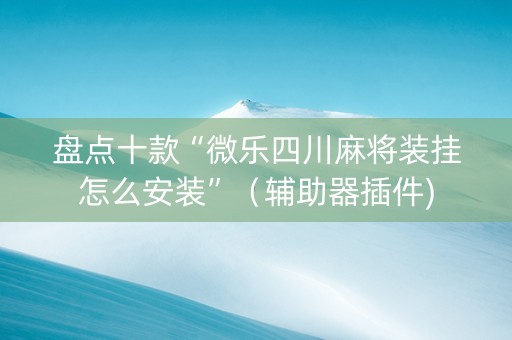 盘点十款“微乐四川麻将装挂怎么安装”（辅助器插件)