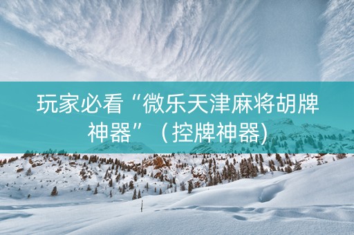 玩家必看“微乐天津麻将胡牌神器”（控牌神器)