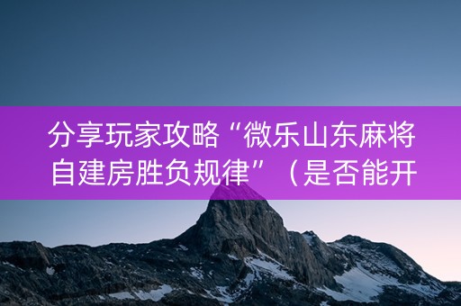 分享玩家攻略“微乐山东麻将自建房胜负规律”（是否能开挂)