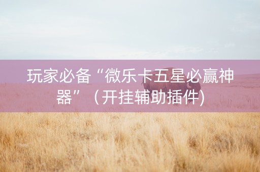 玩家必备“微乐卡五星必赢神器”（开挂辅助插件)
