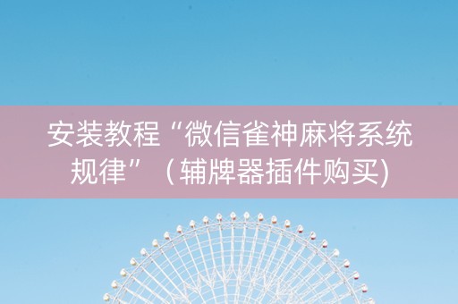 安装教程“微信雀神麻将系统规律”（辅牌器插件购买)