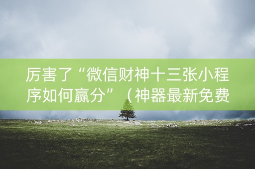 厉害了“微信财神十三张小程序如何赢分”（神器最新免费)