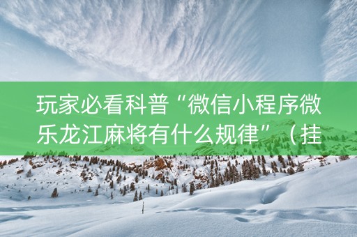 玩家必看科普“微信小程序微乐龙江麻将有什么规律”（挂件神器)
