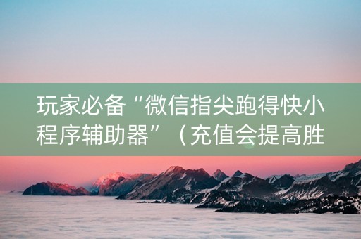 玩家必备“微信指尖跑得快小程序辅助器”（充值会提高胜率么)