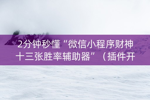 2分钟秒懂“微信小程序财神十三张胜率辅助器”（插件开挂免费AI)
