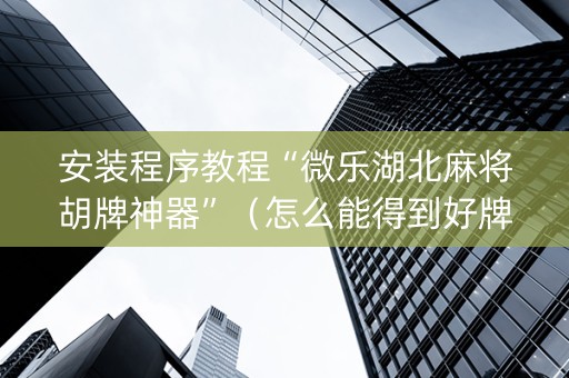 安装程序教程“微乐湖北麻将胡牌神器”（怎么能得到好牌)