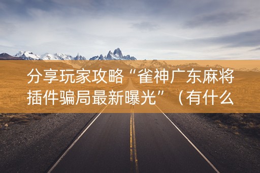 分享玩家攻略“雀神广东麻将插件骗局最新曝光”（有什么规律)