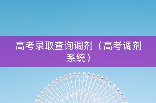 高考录取查询调剂（高考调剂系统）