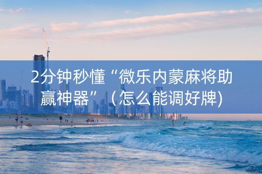 2分钟秒懂“微乐内蒙麻将助赢神器”（怎么能调好牌)