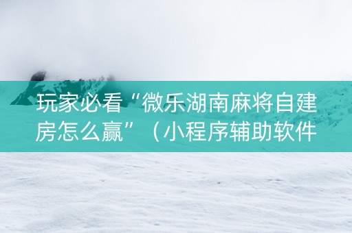 玩家必看“微乐湖南麻将自建房怎么赢”（小程序辅助软件)