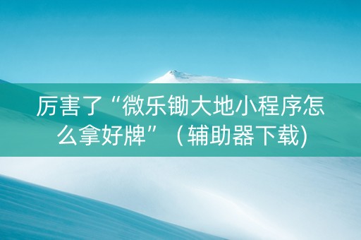 厉害了“微乐锄大地小程序怎么拿好牌”（辅助器下载)
