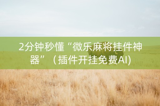 2分钟秒懂“微乐麻将挂件神器”（插件开挂免费AI)
