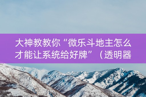 大神教教你“微乐斗地主怎么才能让系统给好牌”（透明器教程)