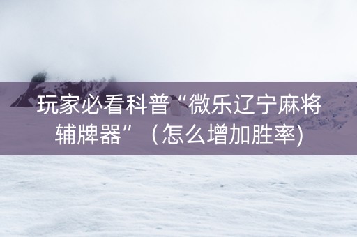 玩家必看科普“微乐辽宁麻将辅牌器”（怎么增加胜率)