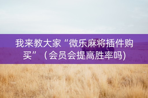 我来教大家“微乐麻将插件购买”（会员会提高胜率吗)