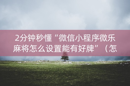 2分钟秒懂“微信小程序微乐麻将怎么设置能有好牌”（怎么让系统给你发好牌)