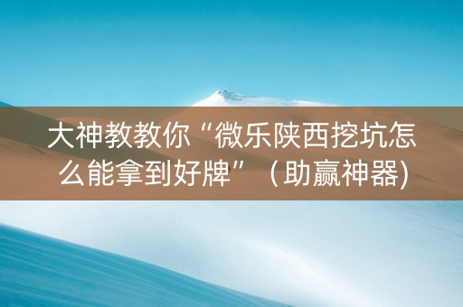 大神教教你“微乐陕西挖坑怎么能拿到好牌”（助赢神器)