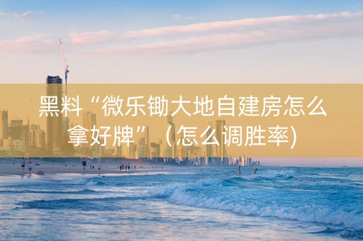 黑料“微乐锄大地自建房怎么拿好牌”（怎么调胜率)