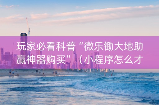 玩家必看科普“微乐锄大地助赢神器购买”（小程序怎么才会赢)