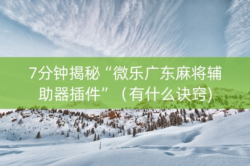 7分钟揭秘“微乐广东麻将辅助器插件”（有什么诀窍)