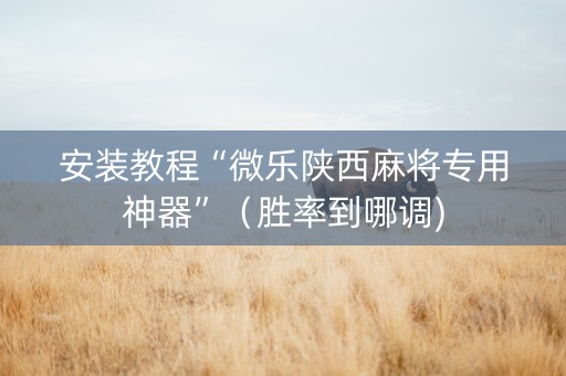 安装教程“微乐陕西麻将专用神器”（胜率到哪调)