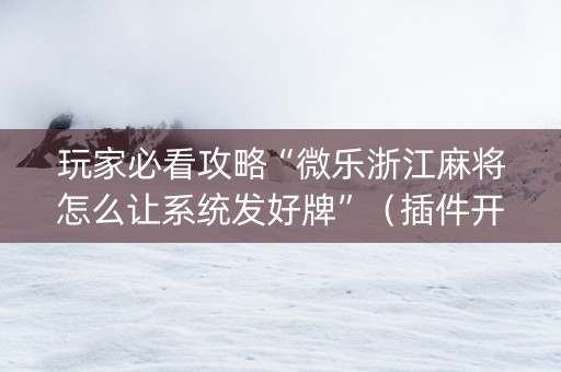 玩家必看攻略“微乐浙江麻将怎么让系统发好牌”（插件开挂免费AI)