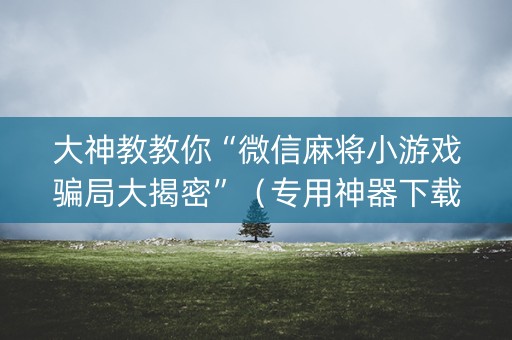 大神教教你“微信麻将小游戏骗局大揭密”（专用神器下载)