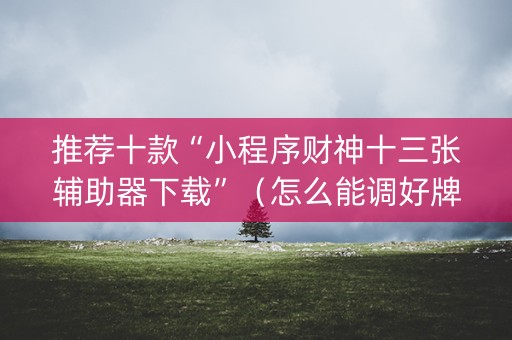 推荐十款“小程序财神十三张辅助器下载”（怎么能调好牌)
