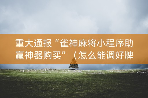 重大通报“雀神麻将小程序助赢神器购买”（怎么能调好牌)
