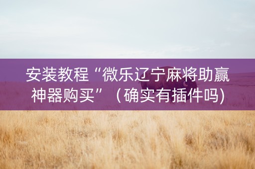 安装教程“微乐辽宁麻将助赢神器购买”（确实有插件吗)