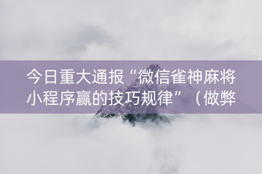 今日重大通报“微信雀神麻将小程序赢的技巧规律”（做弊器软件下载)