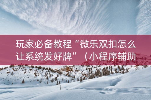 玩家必备教程“微乐双扣怎么让系统发好牌”（小程序辅助软件)