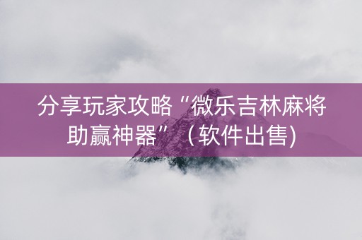 分享玩家攻略“微乐吉林麻将助赢神器”（软件出售)