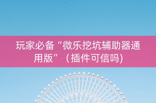 玩家必备“微乐挖坑辅助器通用版”（插件可信吗)