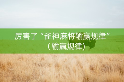 厉害了“雀神麻将输赢规律”（输赢规律)