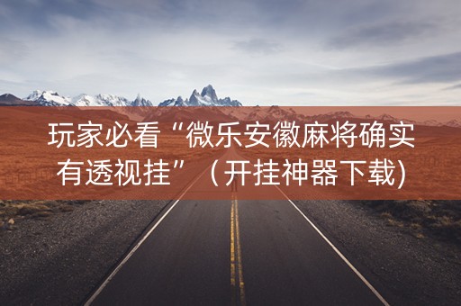 玩家必看“微乐安徽麻将确实有透视挂”（开挂神器下载)