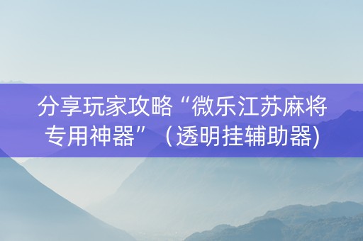 分享玩家攻略“微乐江苏麻将专用神器”（透明挂辅助器)