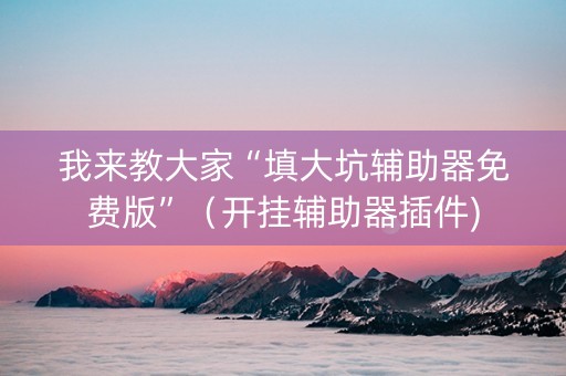 我来教大家“填大坑辅助器免费版”（开挂辅助器插件)