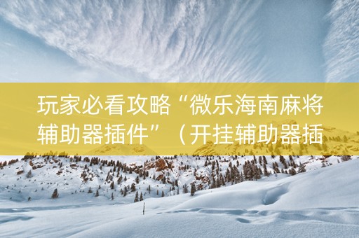 玩家必看攻略“微乐海南麻将辅助器插件”（开挂辅助器插件)
